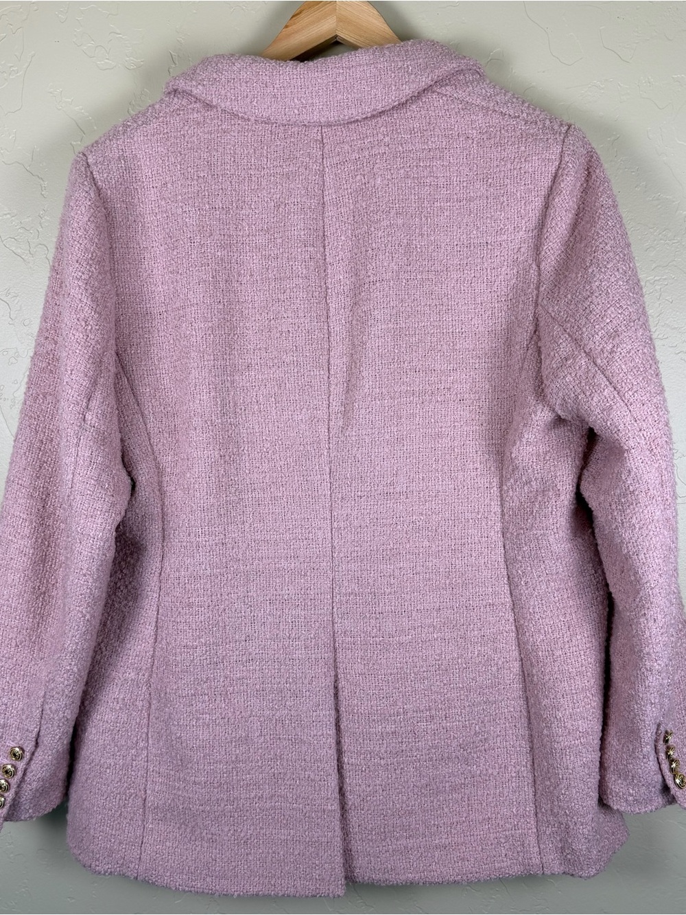 H&M Textured-Weave Blazer In Light Pink Light Coat Size Large NWT - Picture 6 of 7